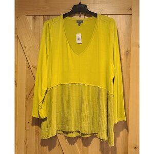 New! The Limited Sz 2X Lentil Chartreuse Pleated Bottom Top Office Stretch